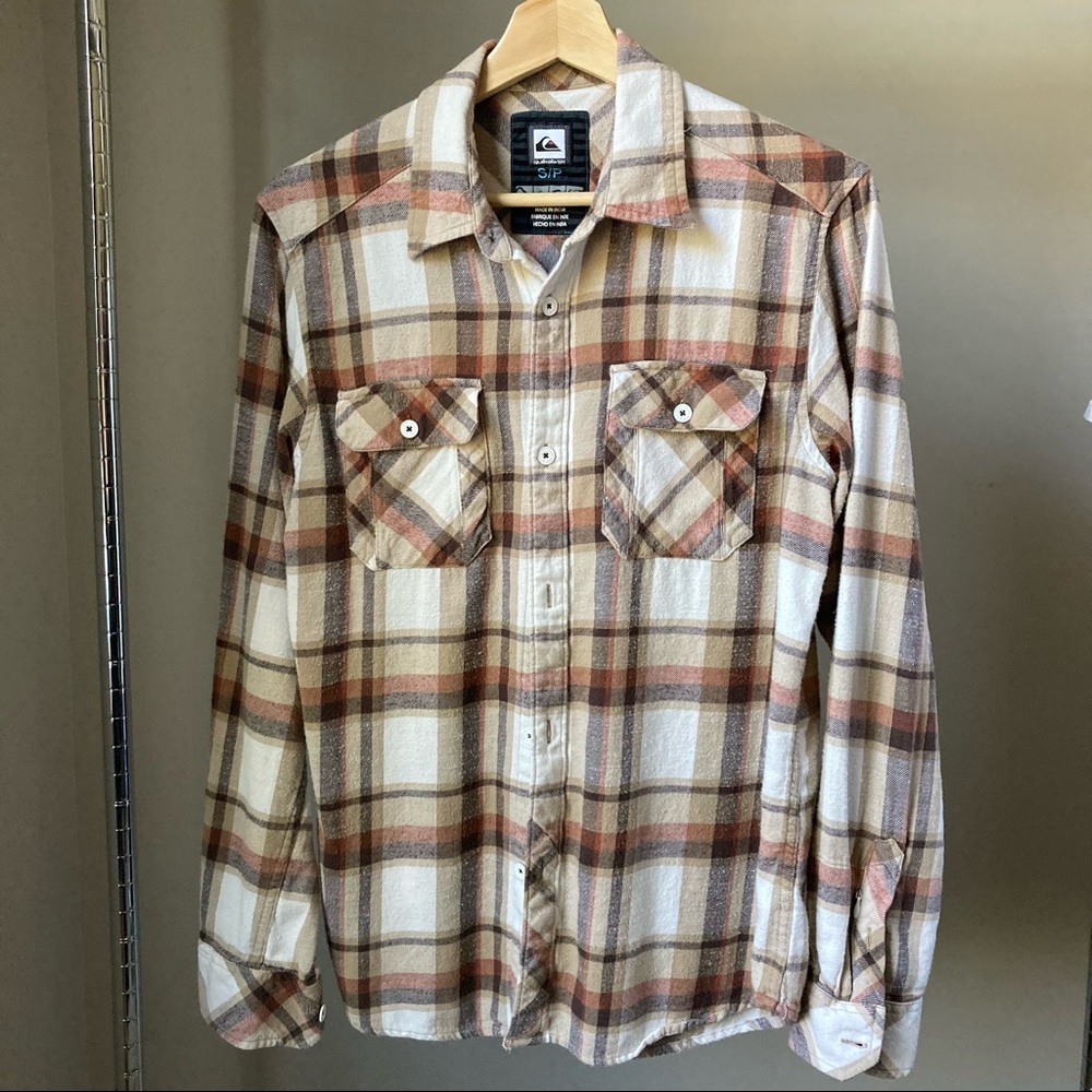 Quicksilver 100% Cotton Flannel Shirt w/ zipper sleeve pocket